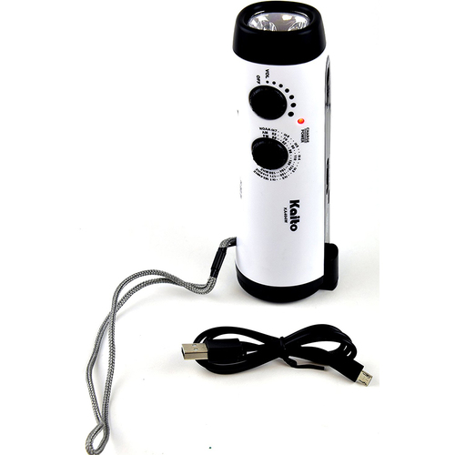 Kaito Emergency Hand Crank Dynamo 5-LED Flashlight in White - KA404W-WHT