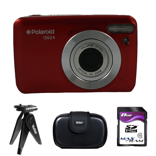 Vivitar Polaroid 16MP Digital Camera IS624 - Red - 4GB Accessory Kit