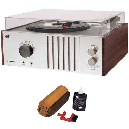 Crosley Player Turntable with AM/FM Radio and Aux-In Mahogany w/ Cleaning System
