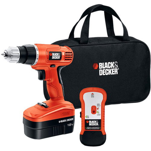 Black & Decker 18V Cordless Drill/Driver with Stud Sensor & Storage Bag