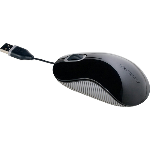 Targus Cord-Storing Optical Mouse in Black - AMU76US