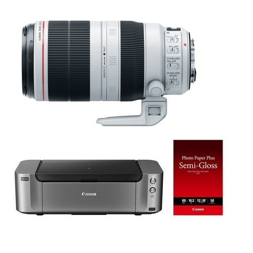Canon EF 100-400mm f/4.5-5.6L IS II USM Lens Kit w/ Pro 100 Printer & 50 Pack Paper