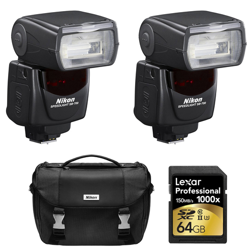 Nikon SB-700 AF Speedlight Flash for Nikon DSLR Cameras , Case, and Card Bundle