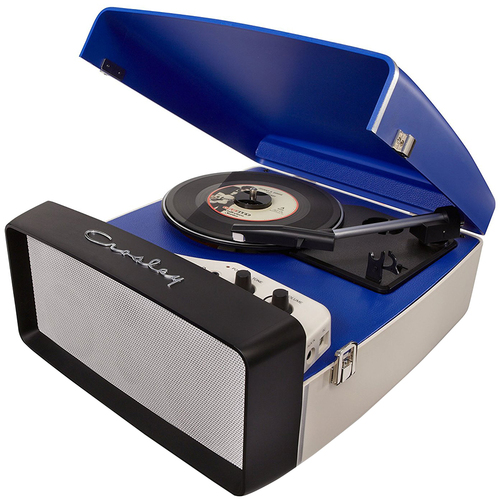 Crosley CR6010A-BL Collegiate Portable USB Turntable w/Built-In Spkrs (Blue) - OPEN BOX