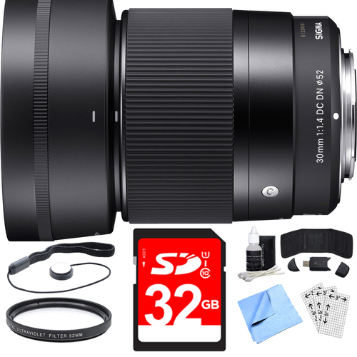 Sigma 30mm F1.4 DC DN Lens for Sony E Mount Essential Accessory Bundle