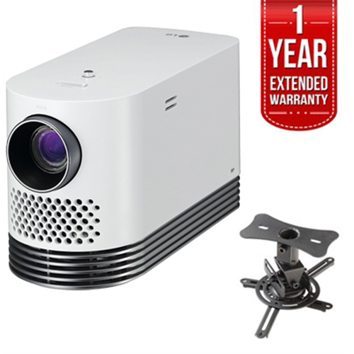 LG Laser Smart Home Theater Projector - White w/ Extended Warranty Bundle