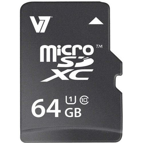 V7 VAMSDX64GUHS1R-2N MicroSDXC Memory Card 64GB w/ Adapter