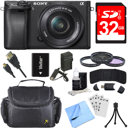 Sony ILCE-6300 a6300 4K Mirrorless Digital Camera w/ 16-50mm Power Zoom Lens Bundle
