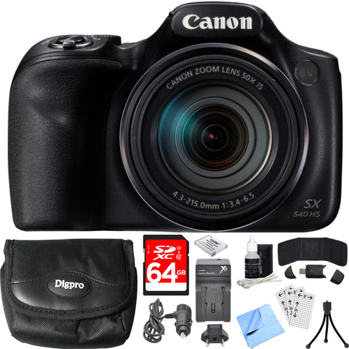 Canon PowerShot SX540 HS 20.3MP Digital Camera w/ 50x Optical Zoom 64GB Card Bundle