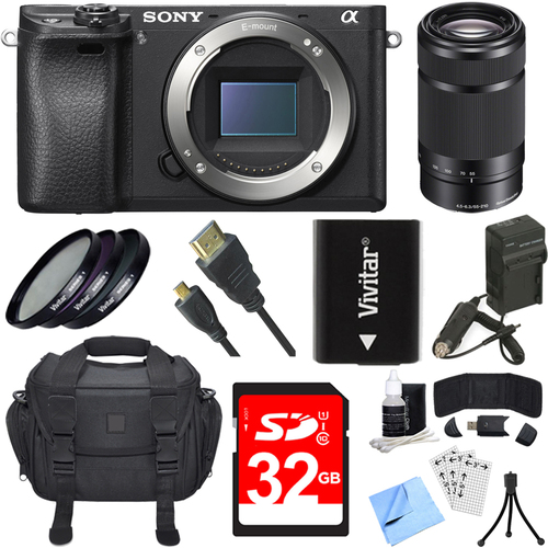 Sony ILCE-6300 a6300 4K Mirrorless Digital Camera Body 55-210mm Zoom Lens Bundle