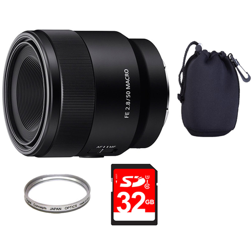 Sony SEL50M28 FE 50mm F2.8 Full Frame E-Mount Macro Lens + 32GB Accessory Bundle