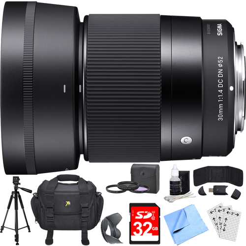 Sigma 30mm F1.4 DC DN Lens for Sony E Mount Essential Accessory Deluxe Bundle