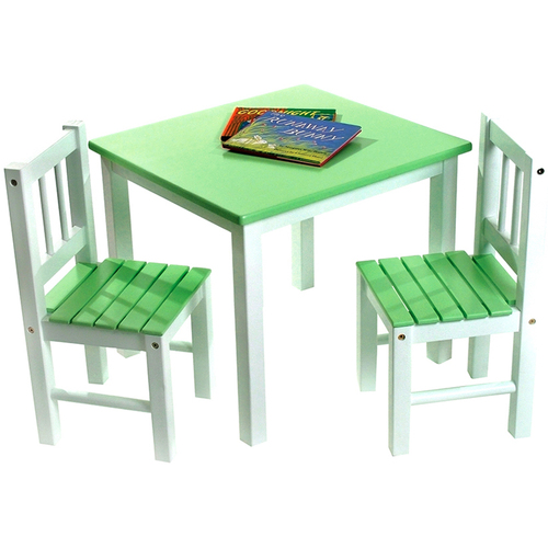 Lipper International Child's Table and 2 Chairs in Green and White - 513GR 