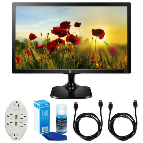 LG 24` Class Full HD 1080p LED Monitor - Black (24M47H-P) w/ Accessories Bundle