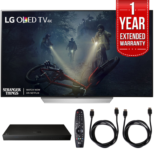 LG 55` C7P OLED 4K HDR Smart TV w/ Blu-ray Player + Extented Warranty Bundle