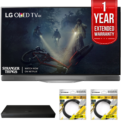 LG 55` E7 OLED 4K HDR Smart TV 2017 Model with Warranty + Blu Ray Bundle