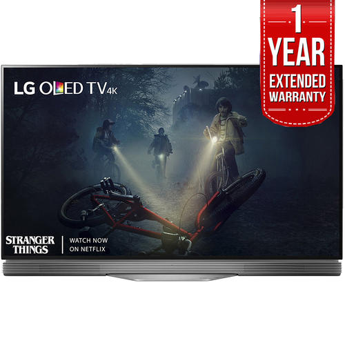 LG 55` E7 OLED 4K HDR Smart TV (2017 Model) + Extended 1 Year Warranty Bundle
