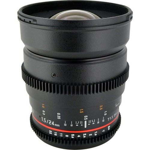Rokinon 24mm T1.5 Aspherical Wide Angle Cine Lens, De-clicked Aperture - Sony Alpha DSLR