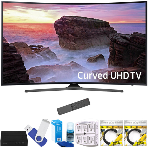 Samsung Curved 55` 4K Ultra HD Smart LED TV 2017 Model with Terk Tuner Bundle