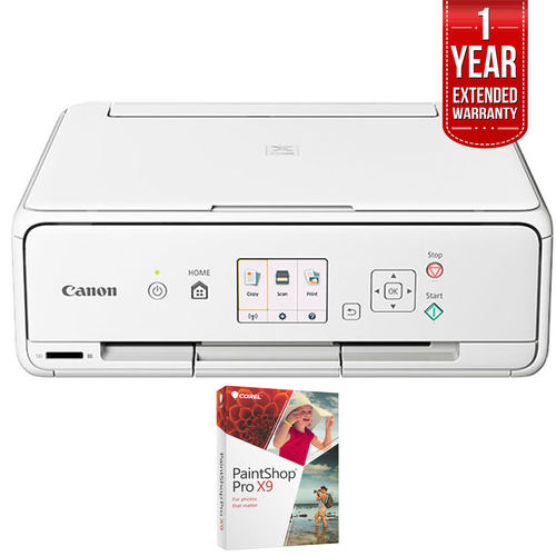 Canon TS5020 Wireless Inkjet All-In-One Printer White w/ Paint Shop Pro Bundle