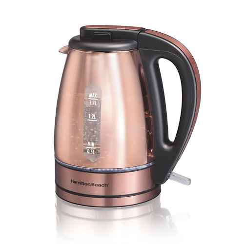 Hamilton Beach 1.7 Liter Glass & Stainless Steel with Copper Finish Kettle - 40866