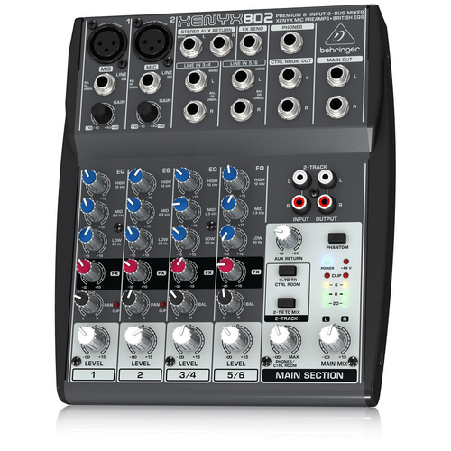 Behringer 802 Premium 8-Input 2-Bus Mixer with Xenyx Mic Preamps and British EQs