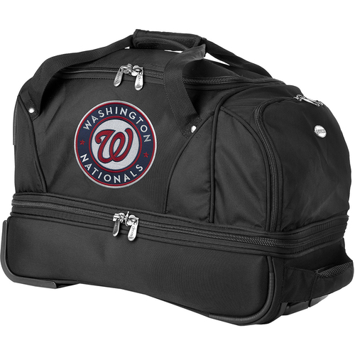 Denco MLB 22-Inch Drop Bottom Rolling Duffel Luggage, Black - Washington Nationals