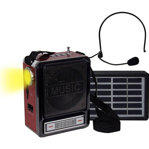 Technical Pro Solar Rechargeable Bluetooth Speaker with Wired Headset Mic & LED Torch Light