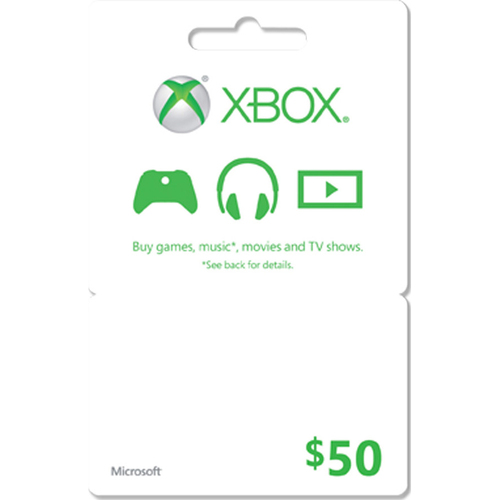 XBox Live Cards 50 Dollars Gift Card- 33630 (Incentive Only, Not for Resale)