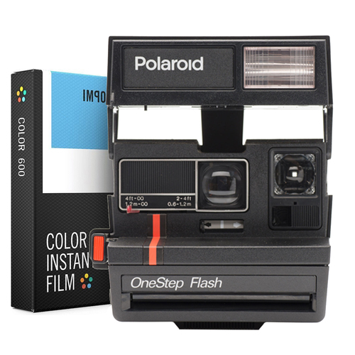 Impossible Polaroid 600 Instant Film Camera w/ flash -Red w/ Instant Lab Color Film Bundle