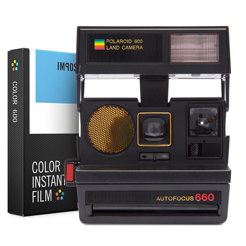 Impossible Polaroid 600 Sun 660 AF Camera w/Auto Flash w/ Instant Lab Color Film Bundle