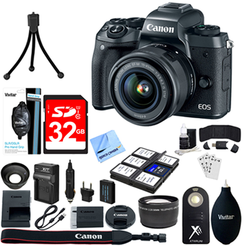 Canon EOS M5 Mirrorless Digital Camera + EF-M 15-45mm STM Lens Kit + 32GB Bundle