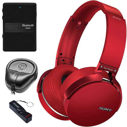 Sony 2017 XB950B1 Extra Bass Wireless Headphones, Red - Audio Accessory Kit