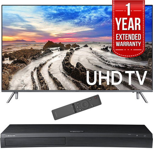 Samsung 64.5` 4K Ultra HD Smart LED TV 2017 Model with Blu-Ray+Warranty Bundle