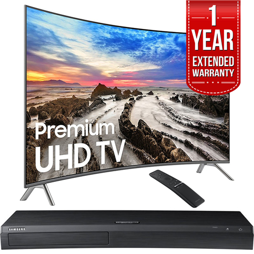 Samsung 54.6` Curved 4K UHD Smart LED TV 2017 Model w/ Blu-Ray+Warranty Bundle