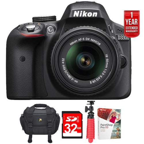 Nikon D3300 DSLR HD 1080p Camera with 18-55mm Lens Black + Ultimate 32GB Bundle
