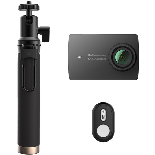 YI 4K Action Camera with Selfie Stick & Bluetooth Remote (US Edition) Night Black