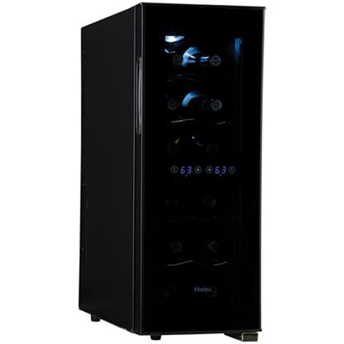Haier 12-Bottle Dual-Zone Curved Door with Smoked Glass Wine Cellar - HVTEC12DABS