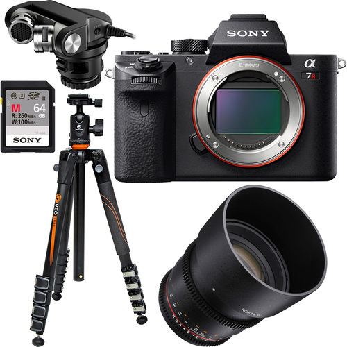 Sony a7R II Full-frame Mirrorless Camera with Rokinon 85mm Lens Pro 4K Cine Bundle