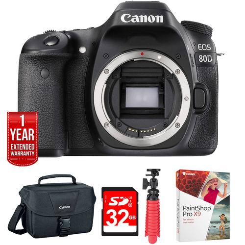 Canon EOS 80D 24.2 MP CMOS Digital SLR Camera (Body) + 32GB Deluxe Bundle