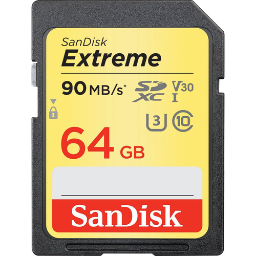 64GB Extreme SDXC Memory UHS-I Card w/ 90/40MB/s Read/Write - SDSDXVE-064G-ANCIN