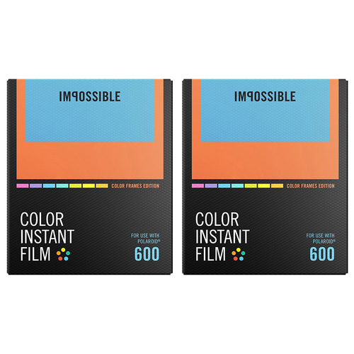 Impossible 2-Pack Polaroid 600 and Instant Lab Film Color w/ Color Frames