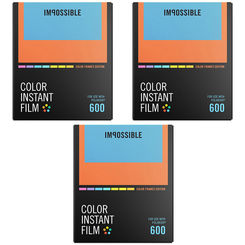 Impossible 3-Pack Polaroid 600 and Instant Lab Film Color w/ Color Frames