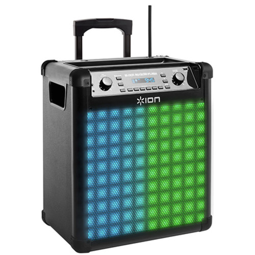 Ion Audio Wireless Rechargeable Speaker with Sound-Reactive Lights - Block Rocker Flash