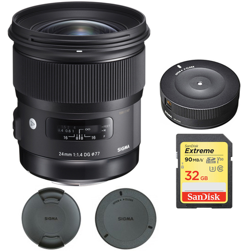 Sigma 24mm f/1.4 DG HSM Wide Angle Lens (Art) for Nikon with USB Dock Bundle