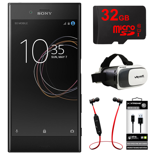 Sony Xperia XZs 64GB 5.2` Dual SIM Smartphone, Unlocked - Black w/ 32GB Bundle