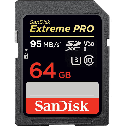 Extreme PRO SDXC 64GB UHS-1 Memory Card, Up to 95/90MB/s Read/Write Speed