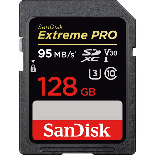 Extreme PRO SDXC 128GB UHS-1 Memory Card, Up to 95/90MB/s Read/Write Speed