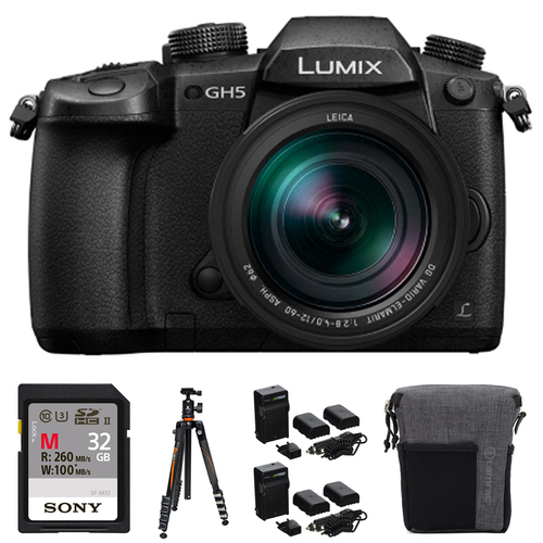 Panasonic LUMIX GH5 20.3MP 4K Mirrorless Digital Camera + Lens w/ 32GB Bundle