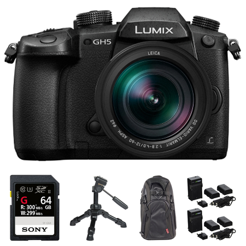 Panasonic LUMIX GH5 20.3MP 4K Mirrorless Digital Camera + Lens w/ 64GB Bundle